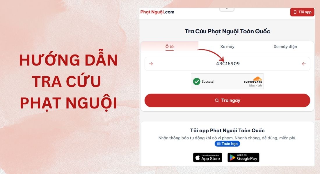 Hướng dẫn tra phạt nguội online phatnguoi.com